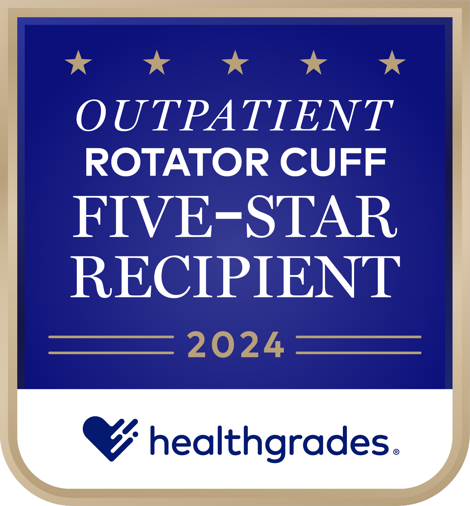 Galardonado con cinco estrellas de Healthgrades® por su cirugía ambulatoria de manguito rotador en 2024