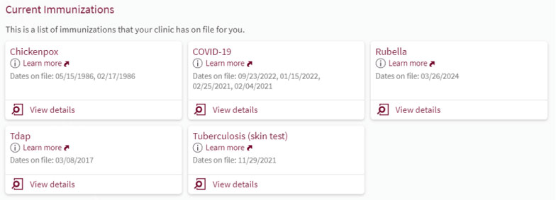 MyChart Immunization