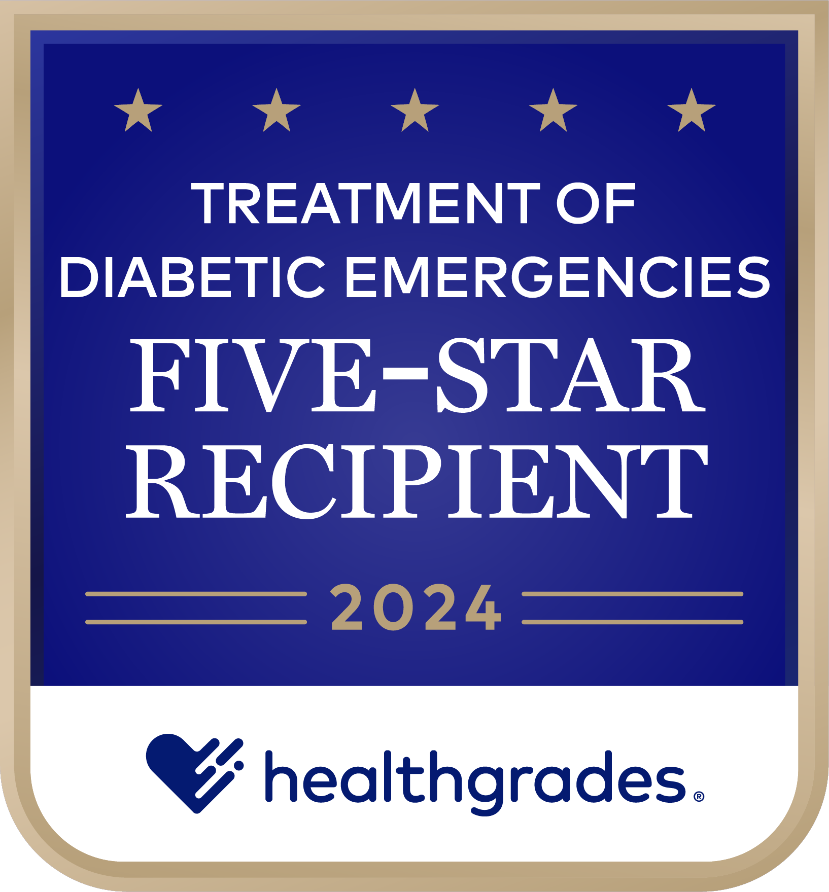 Galardonado con cinco estrellas de Healthgrades® por el tratamiento de emergencias diabéticas en 2023-2024