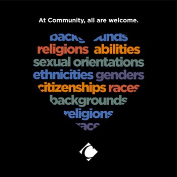 graphic featuring Community's commitment to diversity