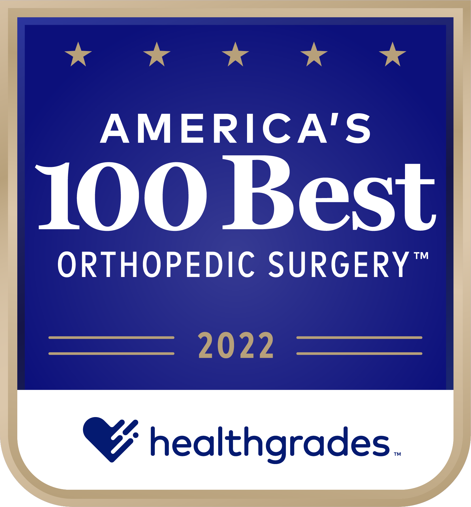 America's 100 Best Hospitals for Orthopedics Award™ por Healthgrades® en 2022