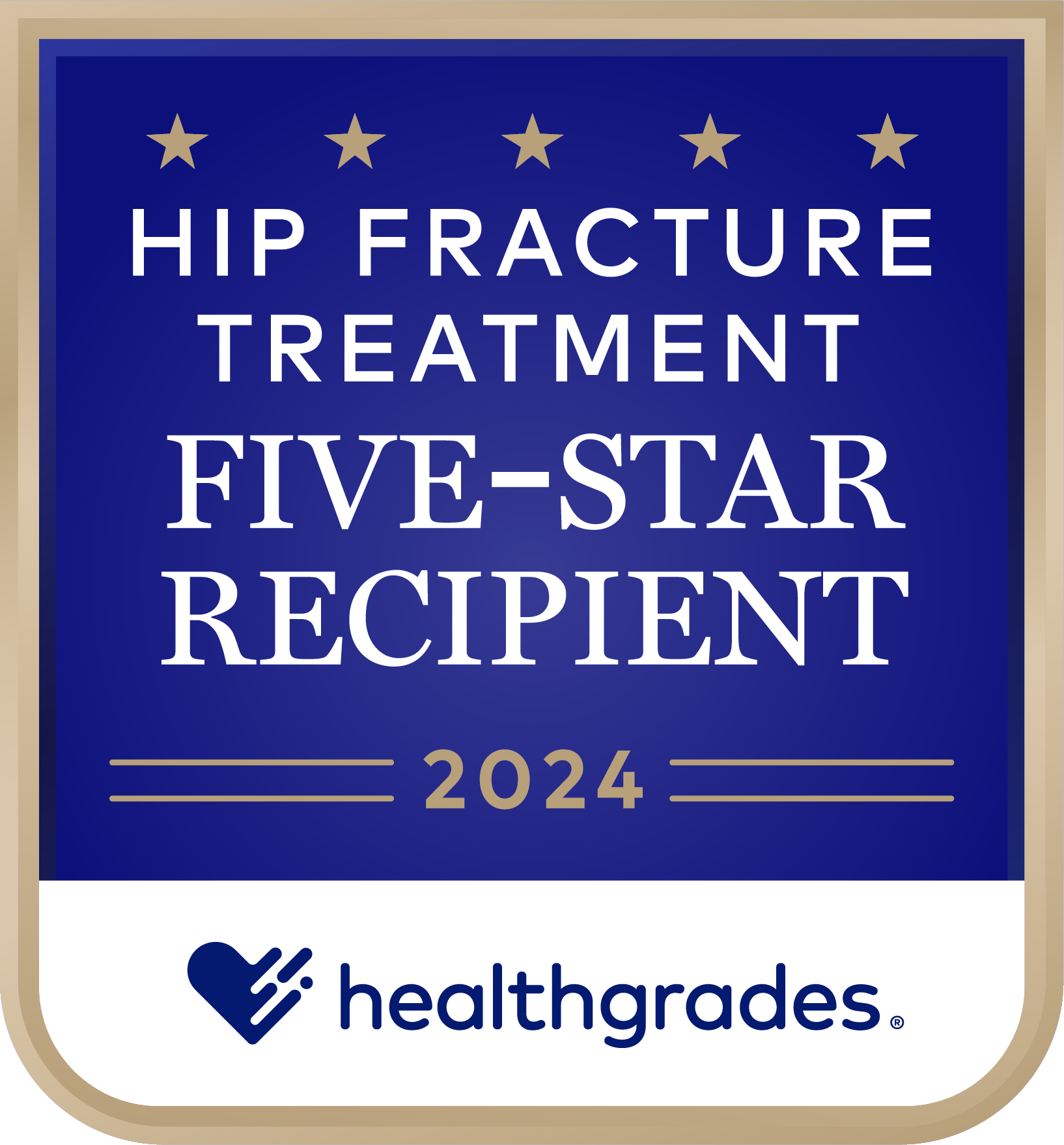 Galardonado con cinco estrellas de Healthgrades® por el tratamiento de fracturas de cadera en 2022-2024