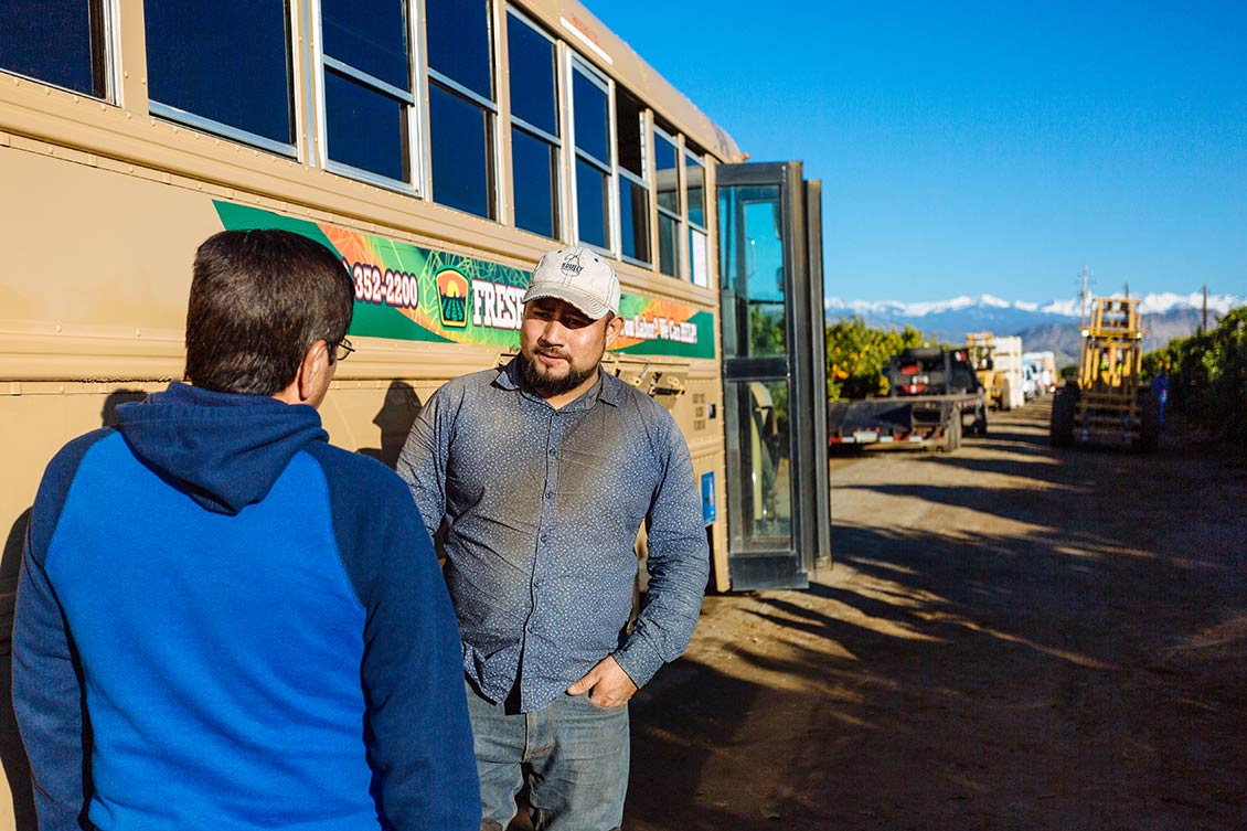 Chaplain Gutierrez (left) introduces himself to Rigoberto Escobedo Muñoz