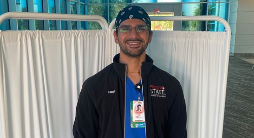 Nursing student Sukdeep Uppal smiles