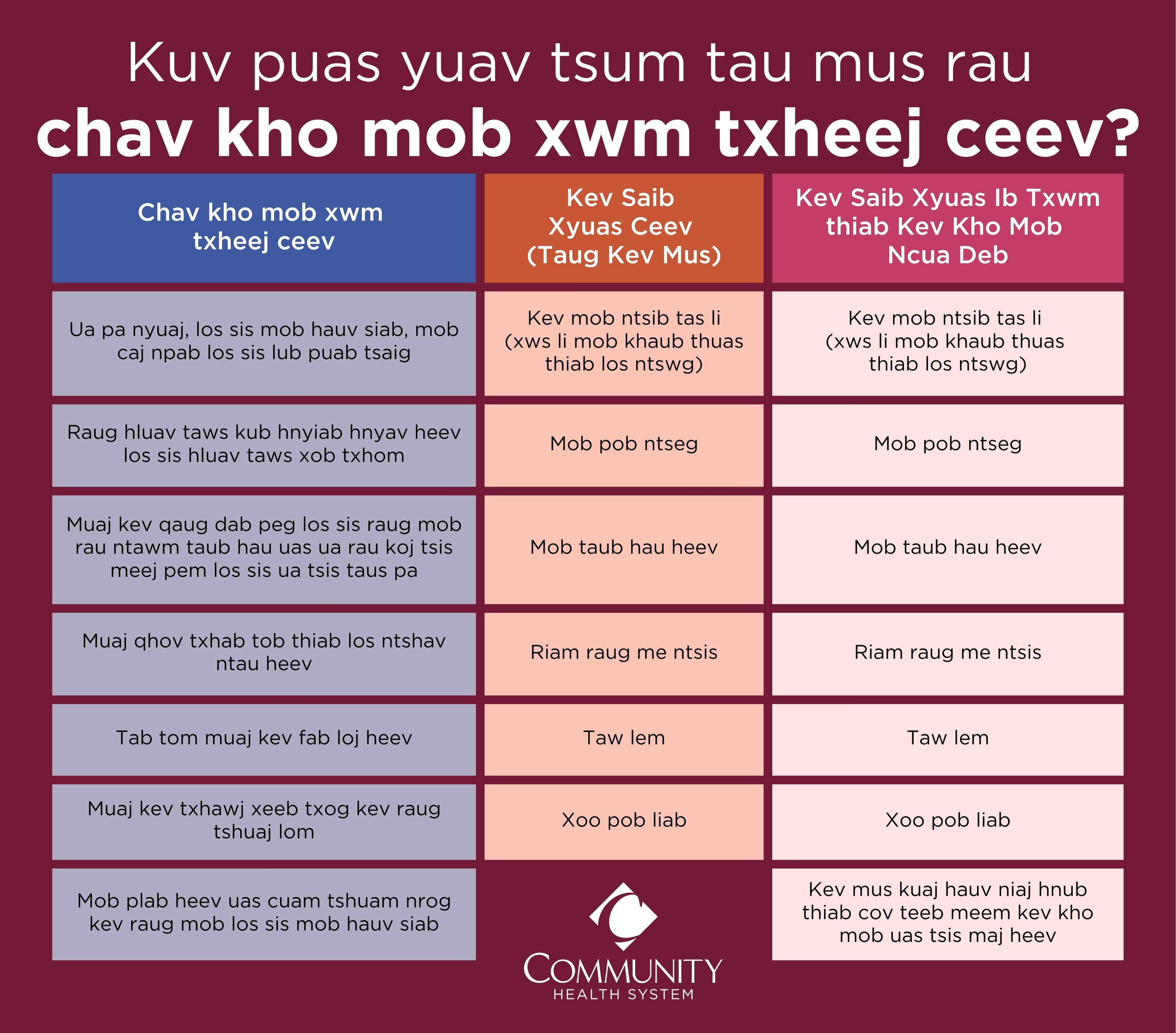 Do I need to go to the emergency room Infographic in Hmong language