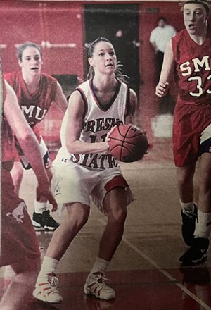 Connie Negrete on the basketball court