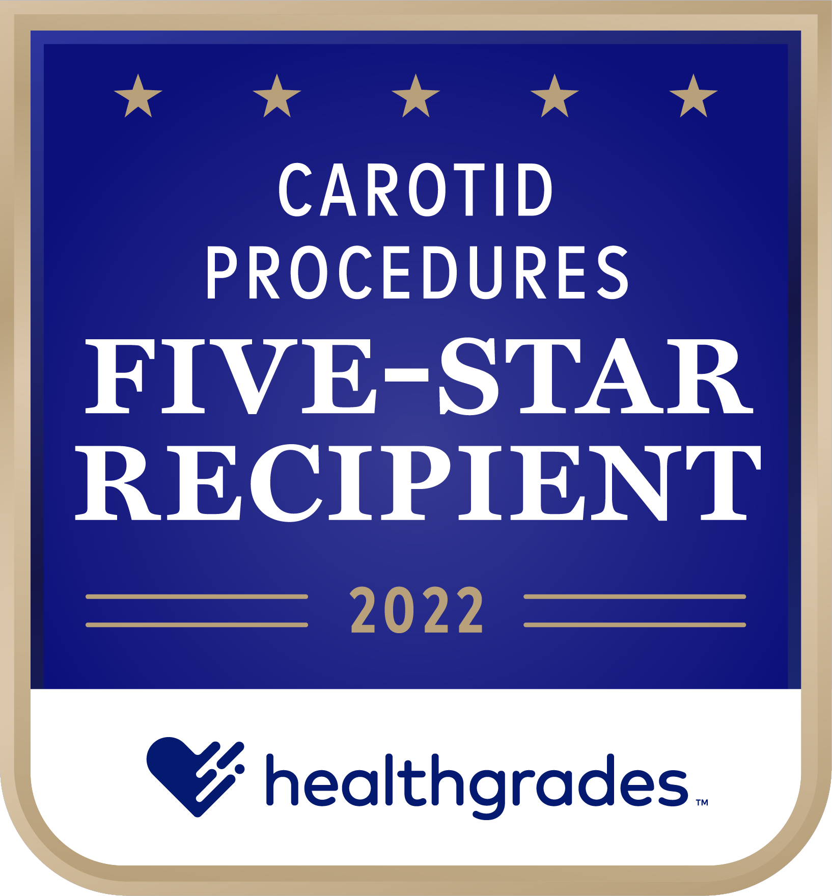 Galardón de cinco estrellas de Healthgrades® por su cirugía de arteria carótida en 2022-2023