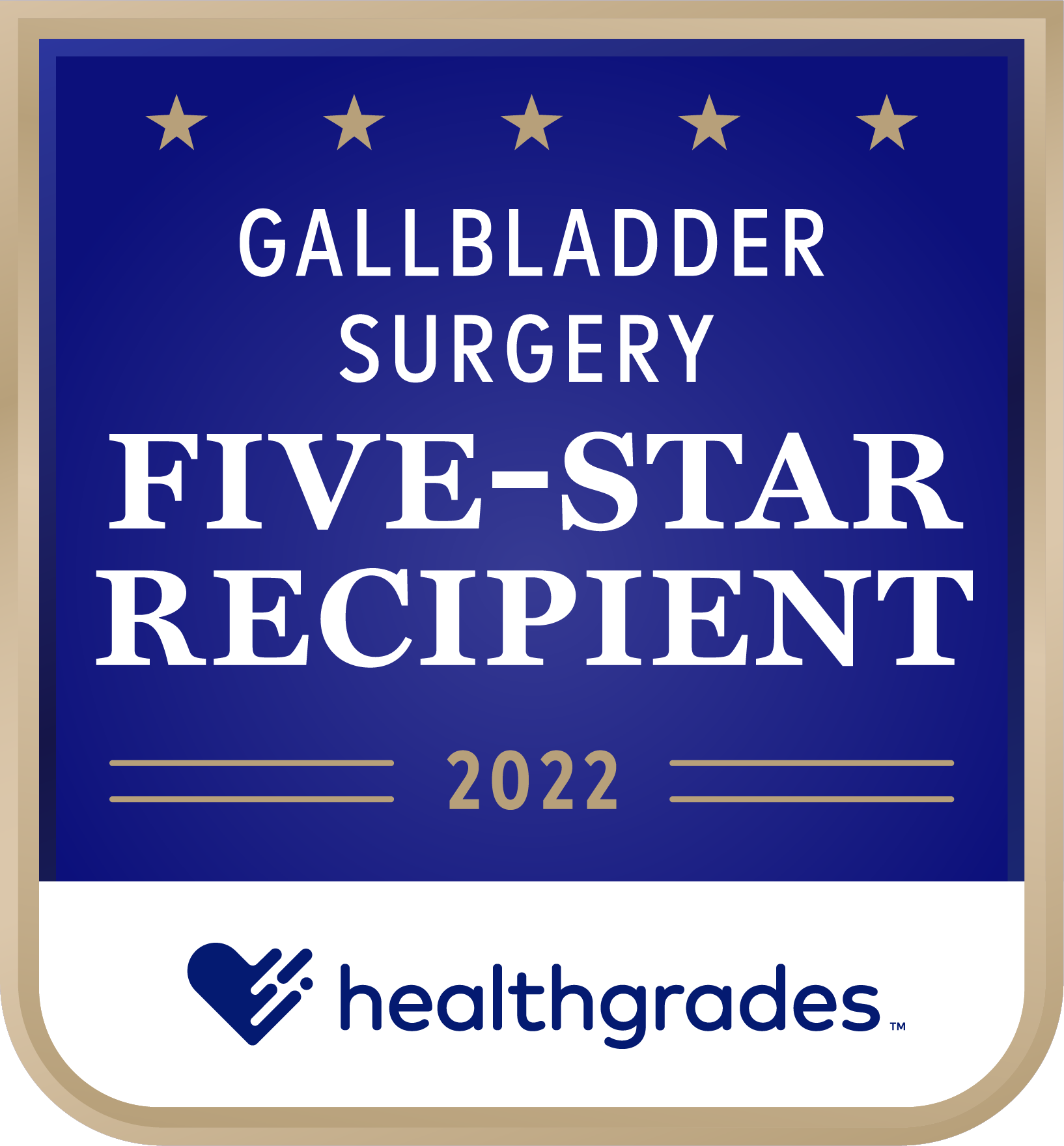 Galardonado con cinco estrellas de Healthgrades® por su cirugía de vesícula biliar en 2022