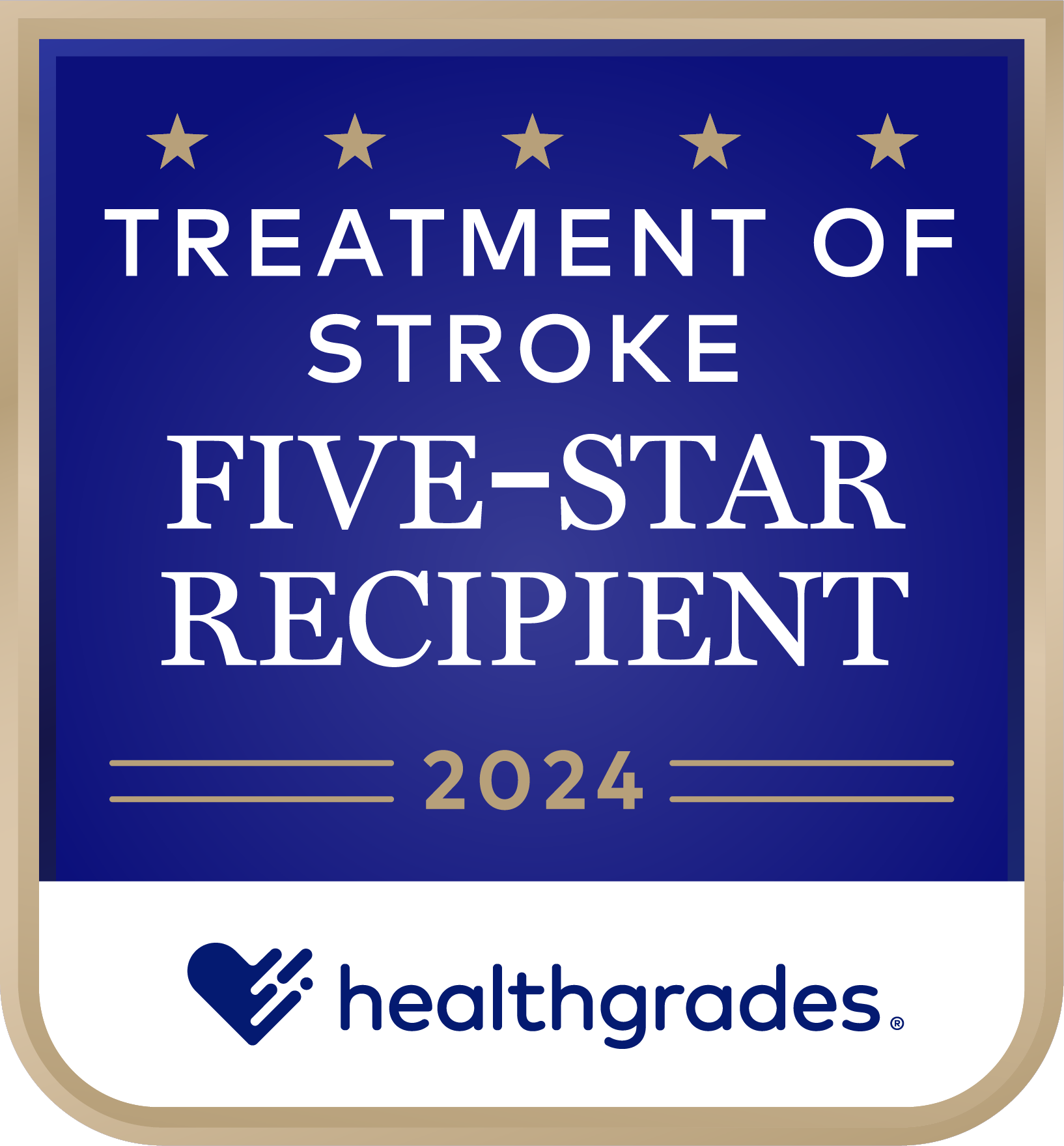 Galardonado con cinco estrellas por Healthgrades® para el tratamiento de accidentes cerebrovasculares en 2024